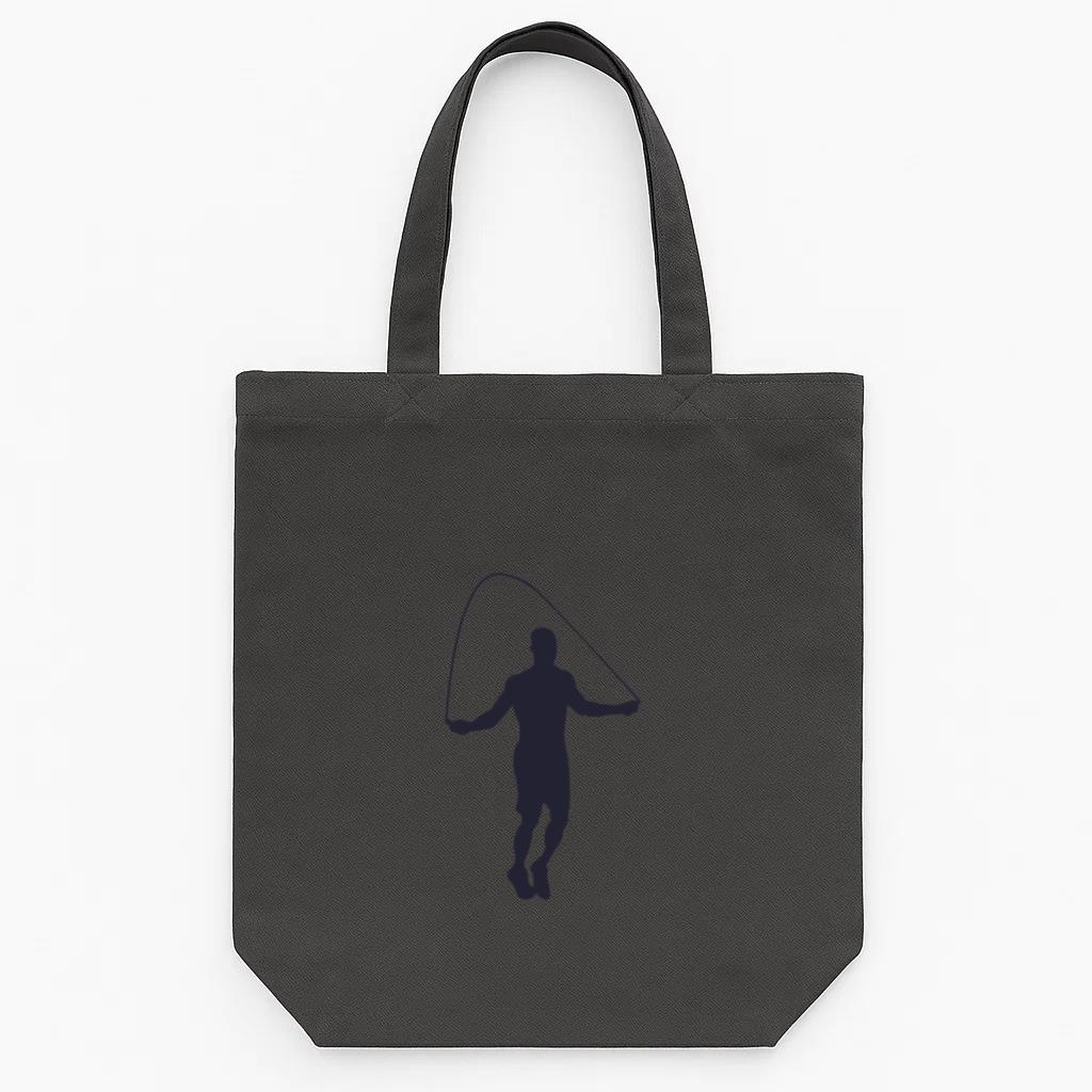 Male Rope Jump Silhouette Tote Canvas Bag